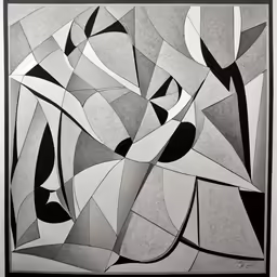 black and white abstract geometric drawing