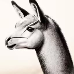 a single alpaca looking directly at the camera