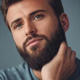 an attractive bearded man with a watch on his wrist