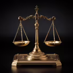 gold scale with gold weighting and balances on a black background