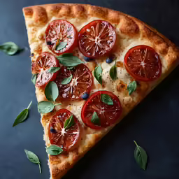 this pizza looks delicious and contains tomatoes, basil, and olives