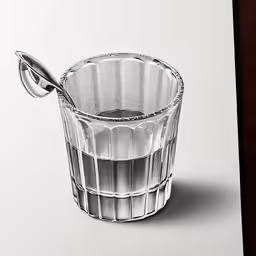 this is a drawing of a glass and a spoon