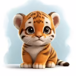 a baby tiger with a big smile sits down