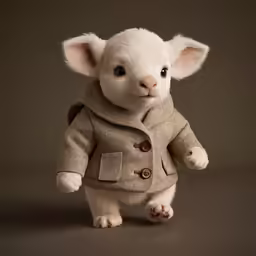 a small lamb dressed in a pea coat