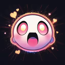 a emote is in the center of a black background