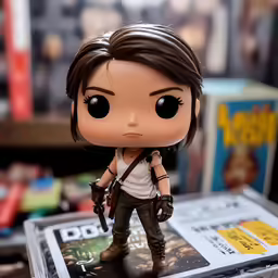 the action figure from the game resident angel stands on a table