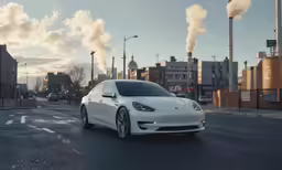 white porsche panameia car on road with buildings and cars in background