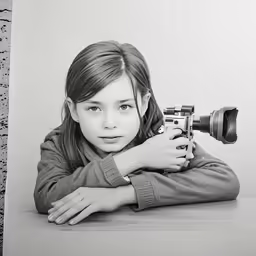 girl takes a photo of themselves with a camera