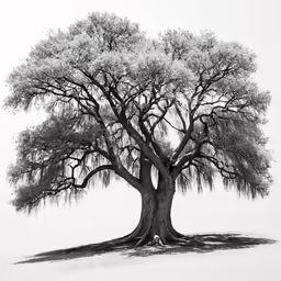 an old oak tree with huge branches and moss