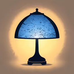 a blue lamp on a yellow background