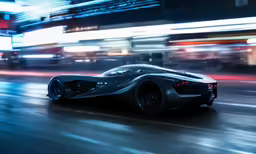 a modern futuristic sports car riding on the street