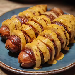 a plate topped with a couple of food