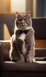 the cat is sitting and staring away from the camera