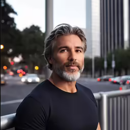 a close up of a person in a black shirt