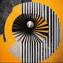 a abstract painting that is yellow and black