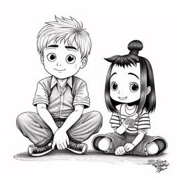 person and her friend sitting on the floor in pencil drawing,person andperson in pencil on white paper