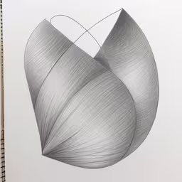 drawing a large object with curved sides,a drawing of a curved object sitting on a desk