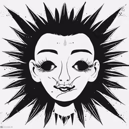 a drawing of a person with spikes on their head