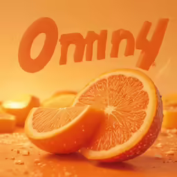an orange slice and its reflection in a mirror
