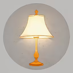 an orange lamp on the white background