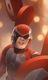 an illustration of a woman in a helmet on a red and white background