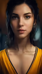 the beautiful and artistic woman has very pretty blue eyes