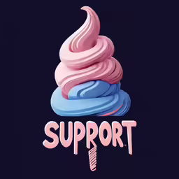 the word support with a pile of ice cream in the middle