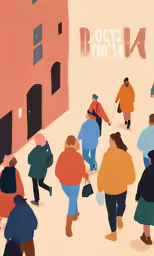 an image of a group of people walking down a street