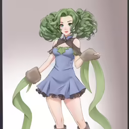a anime character that has green hair