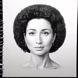 the face of a woman with large hair