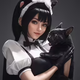 an image of a girl with a cat on her back