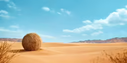 hay bales are placed in the desert on sand