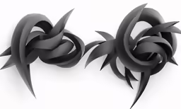 two very complex black objects with white background