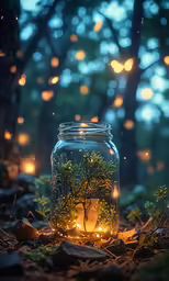a jar that has some lights in it