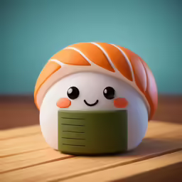 a small orange and white toy is on the table