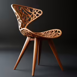 a wooden chair with intricate wood accents