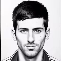a man with a short haircut, staring into the camera