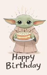 an image of a baby yoda with a birthday cake