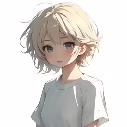 a blonde - haired woman with short hair stands in front of the camera