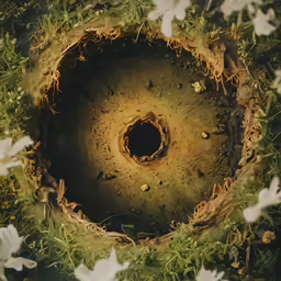an old flower pot that is in some kind of ring