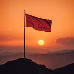 a red flag that is in the air