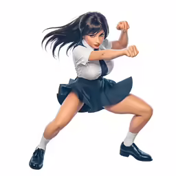 a 3d model of a woman in school uniform