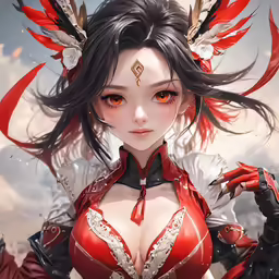 a anime character with huge breasts is posing for the camera