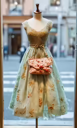 there is a display of clothing on display in the window