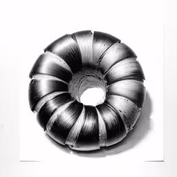 the image shows a spiral shaped object in black and white