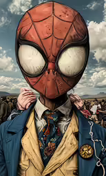 an image of a person with glasses and a spider man mask