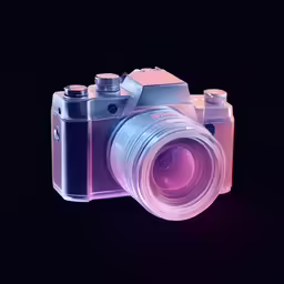 the camera is on its display against a black background