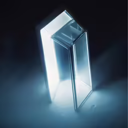 the glass structure is very light blue and reflective