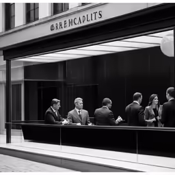 an image of a business meeting in front of office