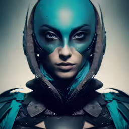 a very pretty and weird looking person wearing blue makeup